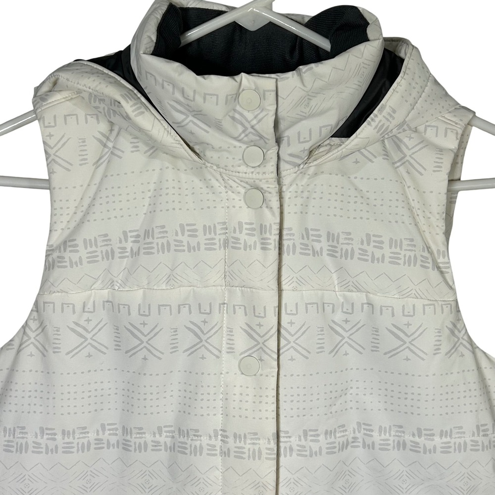 Alpine Design Puffer Vest Womens Small White Geometric Hooded Sleeveless Coat